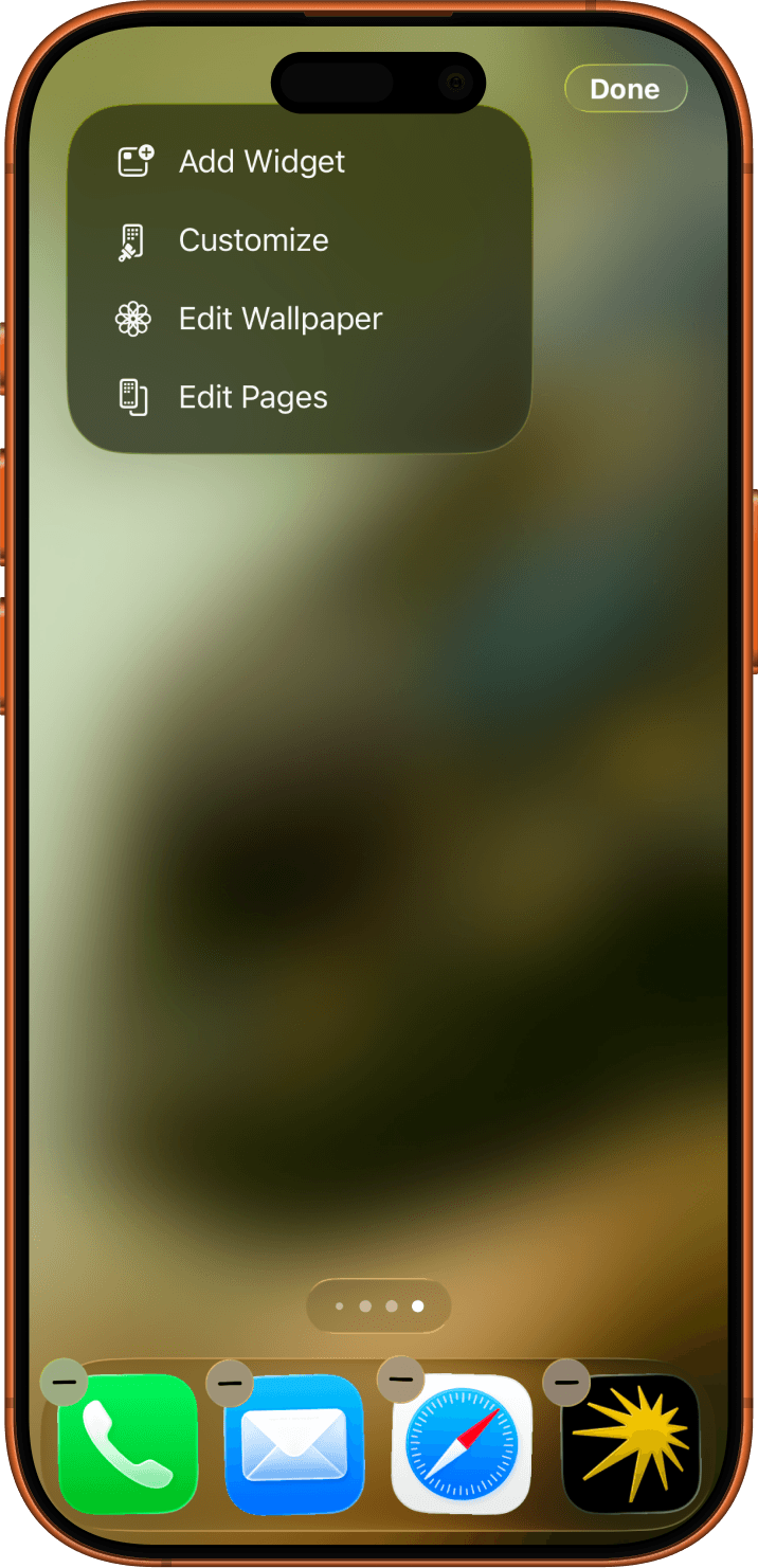 Home screen Add Widget menu
