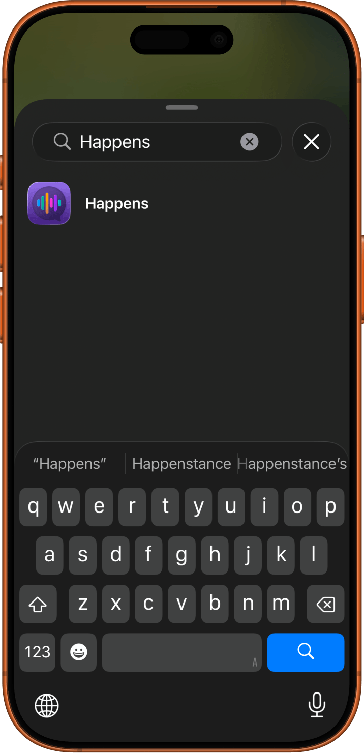 Searching for Happens widget