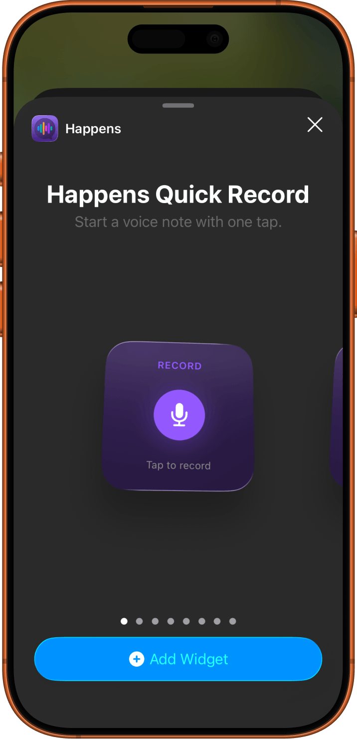Happens Quick Record widget preview