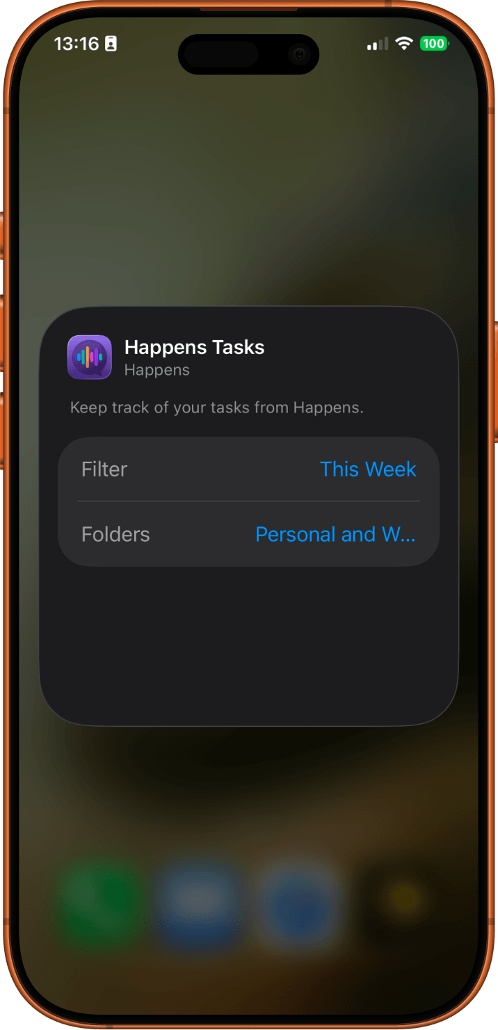 Widget configuration with Filter and Folders